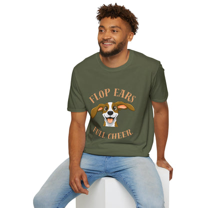 Flop Ears Full Cheer Dog T-Shirt — Cute Happy Pup Graphic Tee