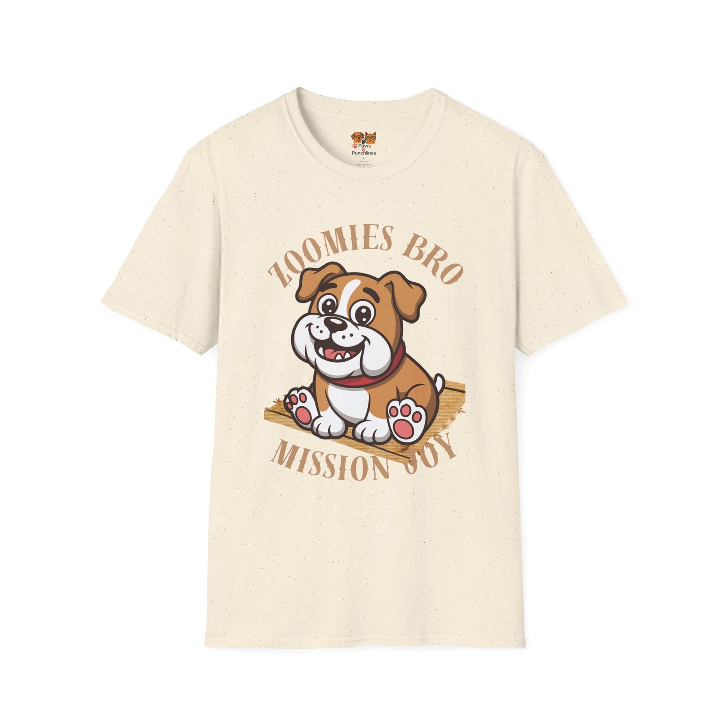 Puppy Graphic T-Shirt — “Zoomies Bro Mission Only” Cute Cartoon Dog Tee