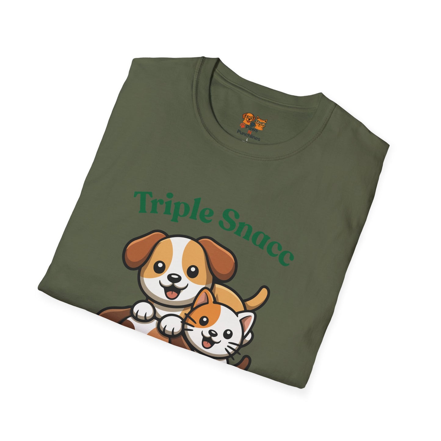 Triple Snacc Surveillance T-Shirt — Cute Stacked Puppies Graphic Tee