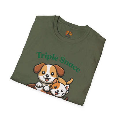 Triple Snacc Surveillance T-Shirt — Cute Stacked Puppies Graphic Tee