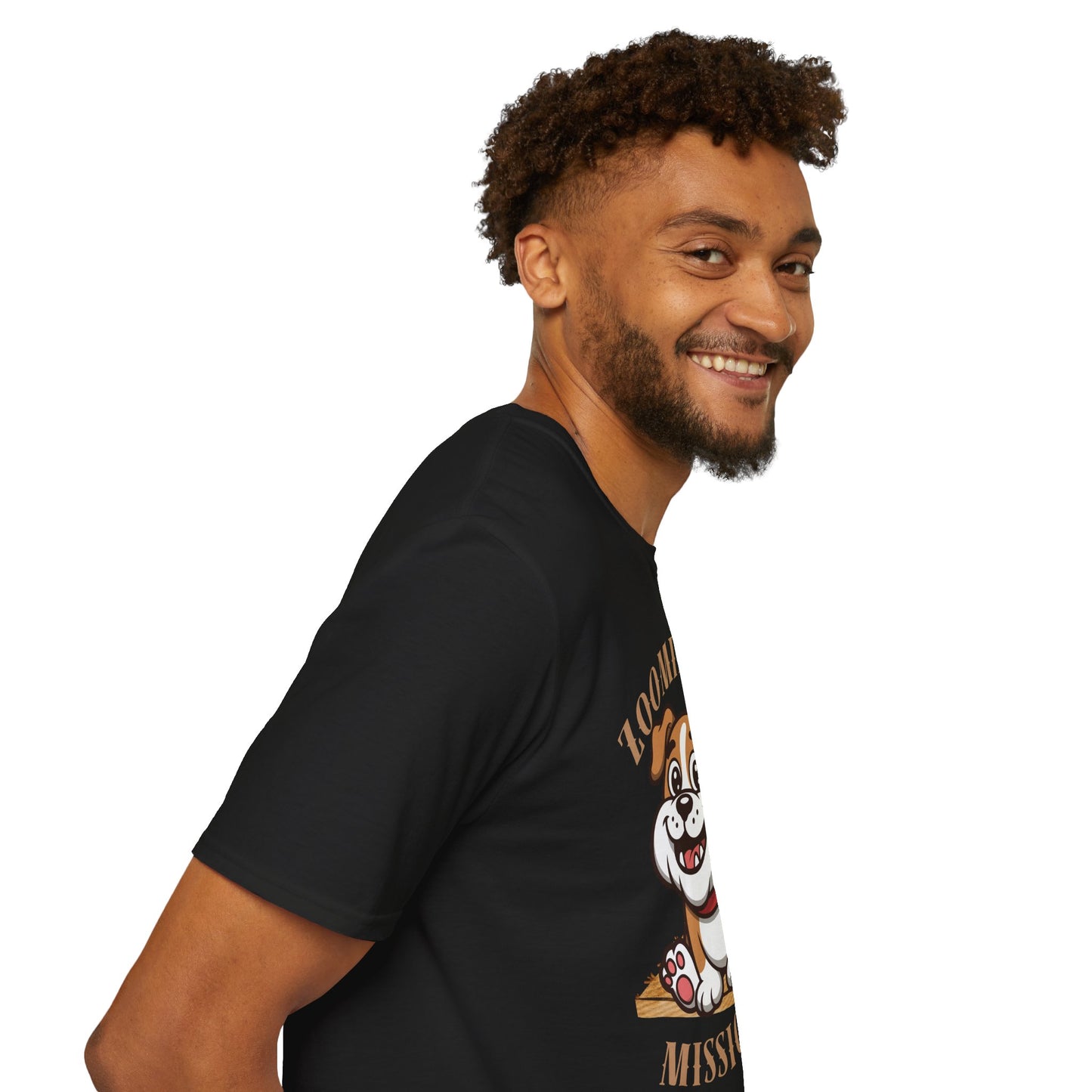 Puppy Graphic T-Shirt — “Zoomies Bro Mission Only” Cute Cartoon Dog Tee