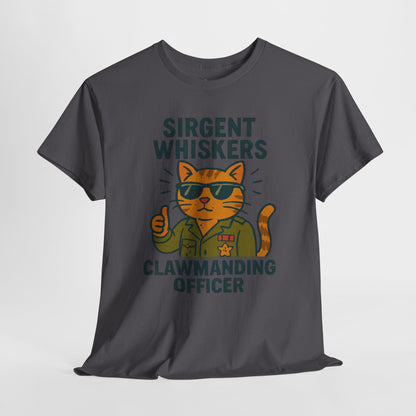 Sirgent Whiskers "Clawmanding Officer" Cat Tee