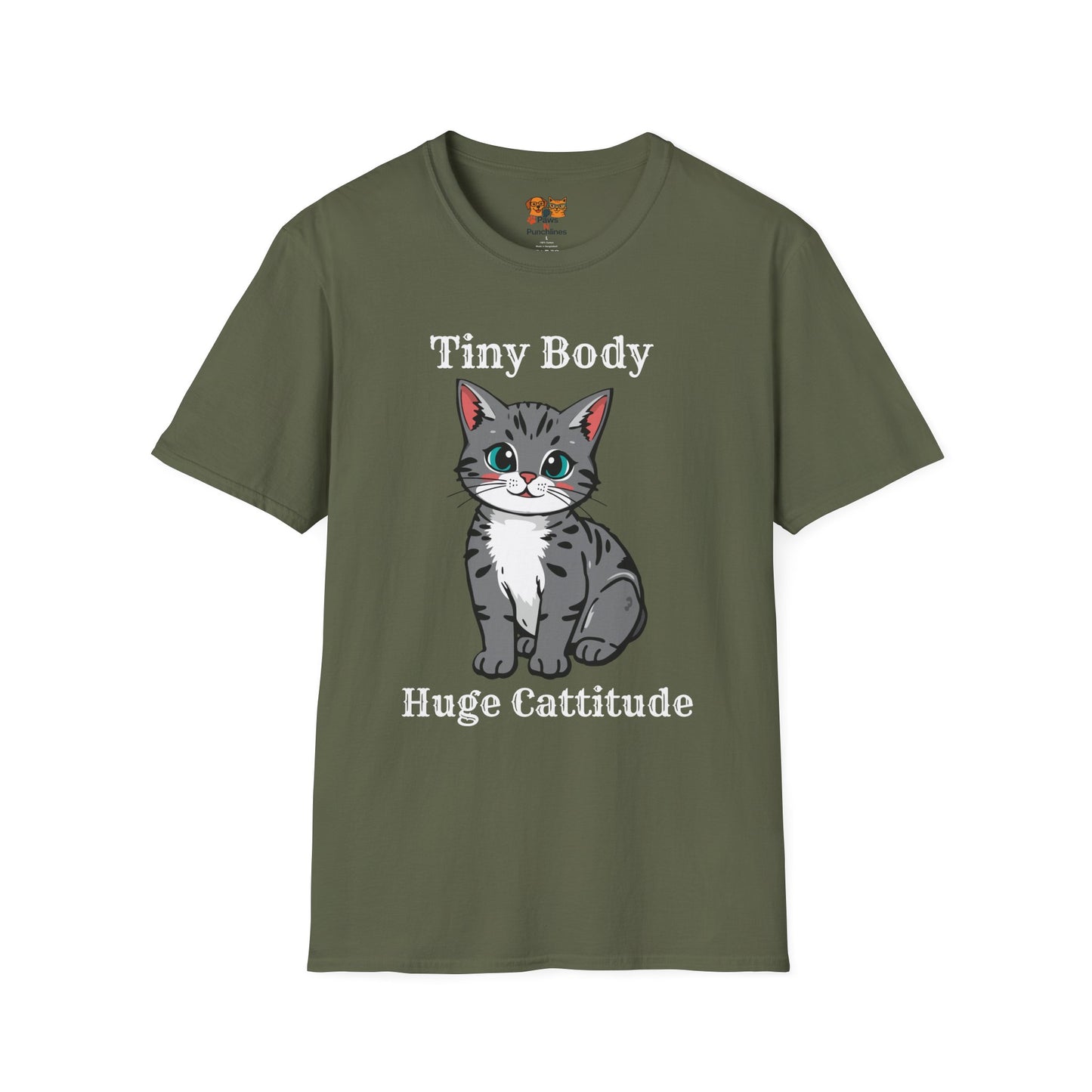Tiny Body Huge Cattitude Funny Cat T-Shirt