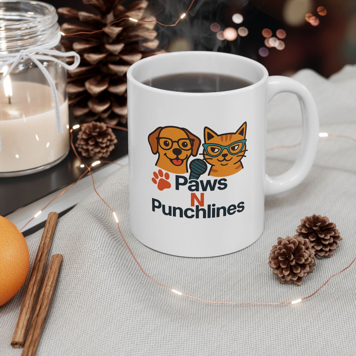 Pet Lover Mug — Cute Cat & Dog Faces with "Purrfect Paws" Text (11oz/15oz)