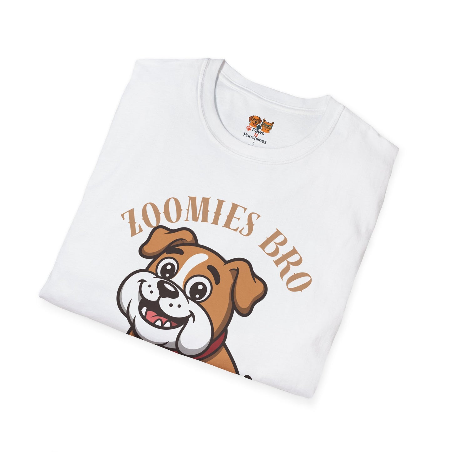 Puppy Graphic T-Shirt — “Zoomies Bro Mission Only” Cute Cartoon Dog Tee