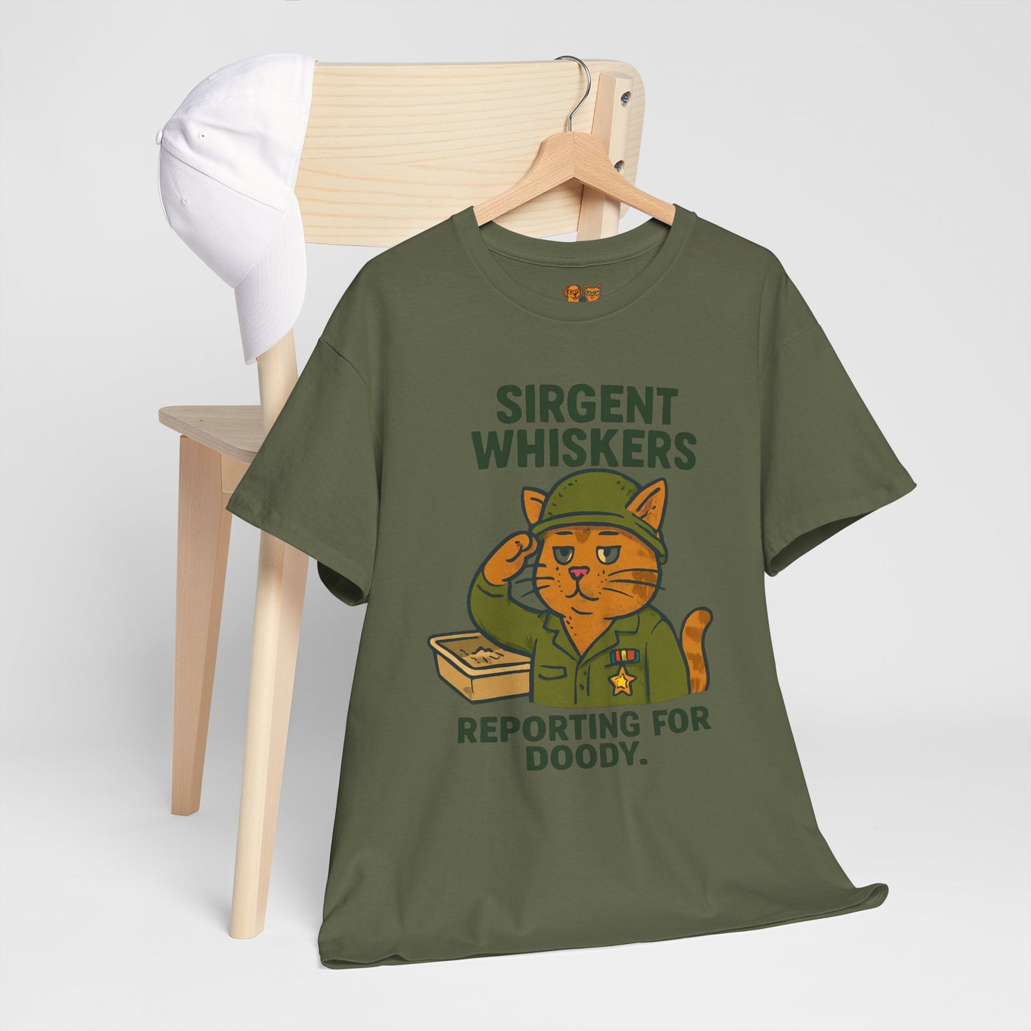 Sirgent Whiskers 'Reporting for Doody' Cat Tee