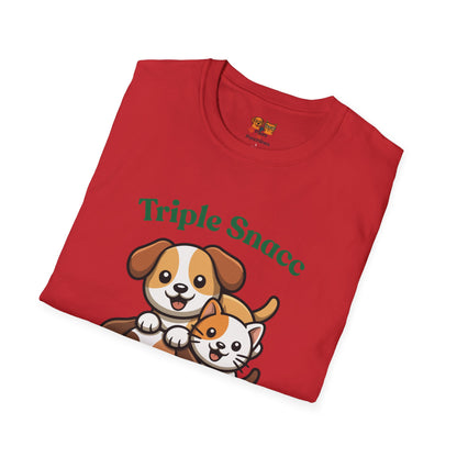 Triple Snacc Surveillance T-Shirt — Cute Stacked Puppies Graphic Tee