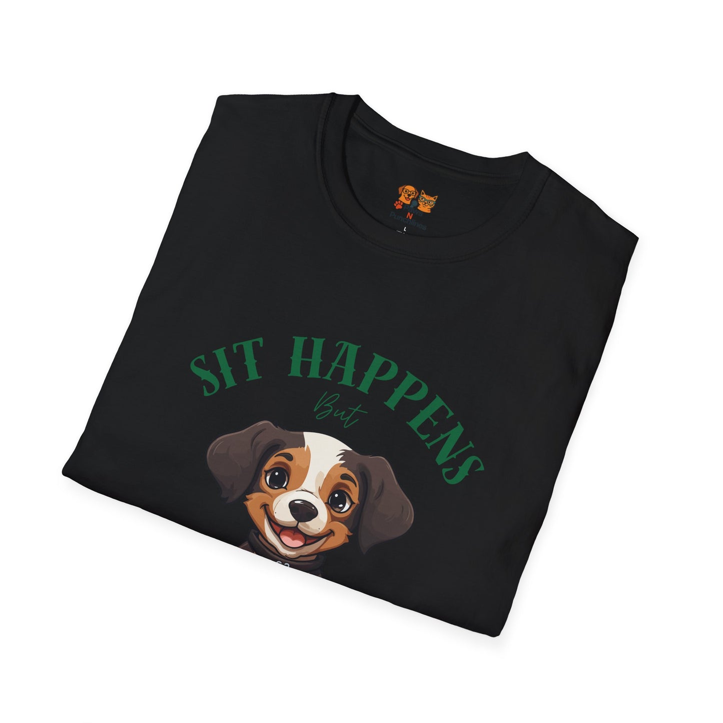 “Shit Happens I’m Cute” Puppy Graphic T-Shirt