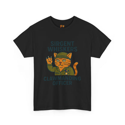 Sirgent Whiskers “Clawmanding Officer” Cat T-Shirt
