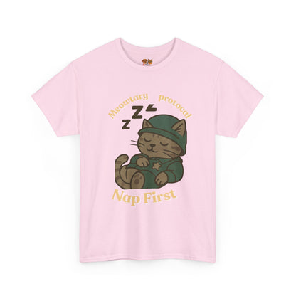 Nap First Cat T-Shirt — Cute Sleeping Kitten Graphic Tee