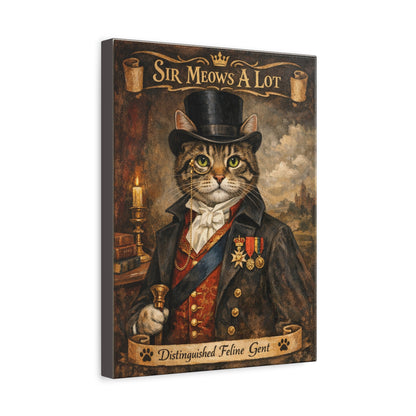 Sir Meows A Lot Matte Canvas Wall Art — Distinguished Feline Gent Portrait