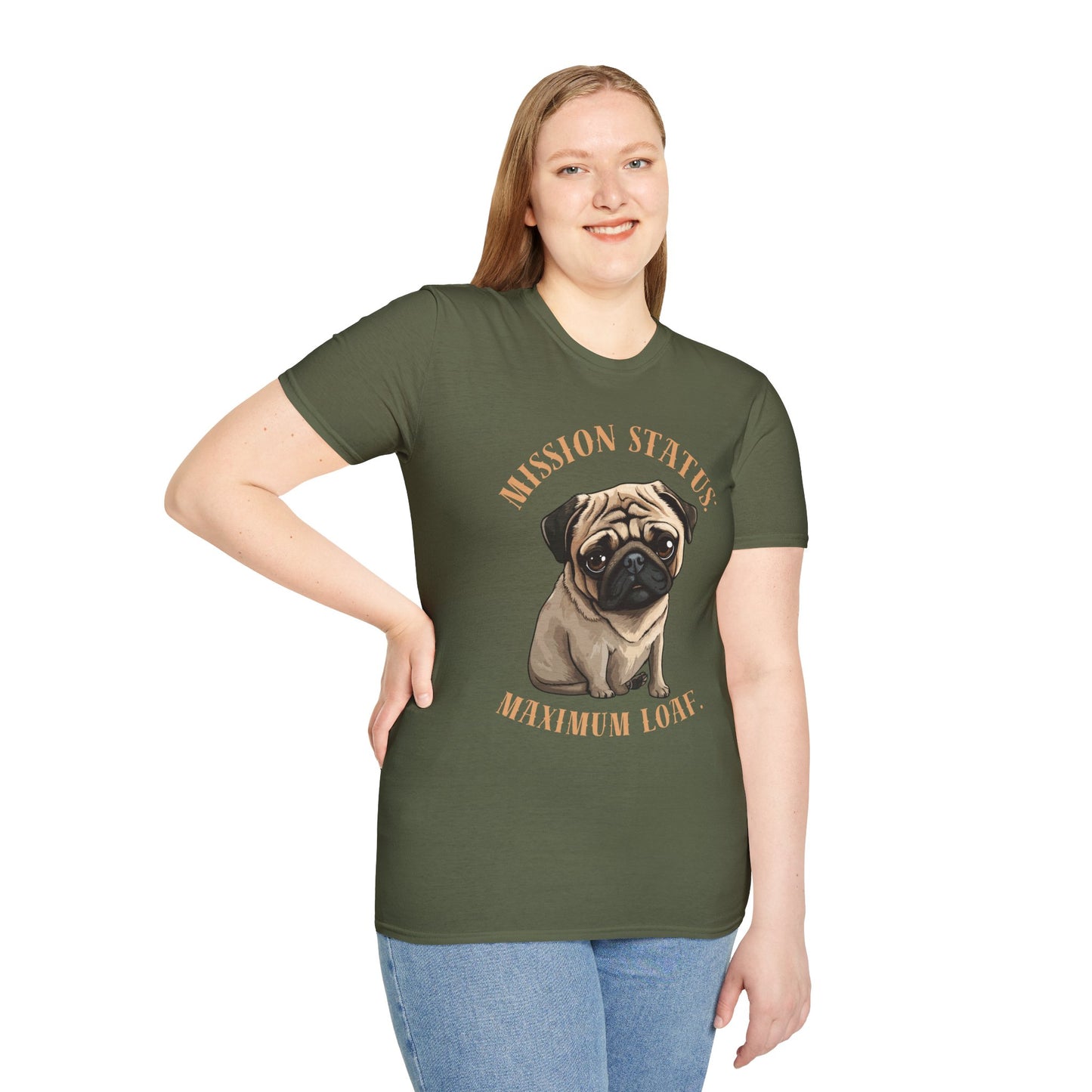 Pug Dog T‑Shirt — “Mission Status: Maximum Love” Cute Pug Graphic Tee