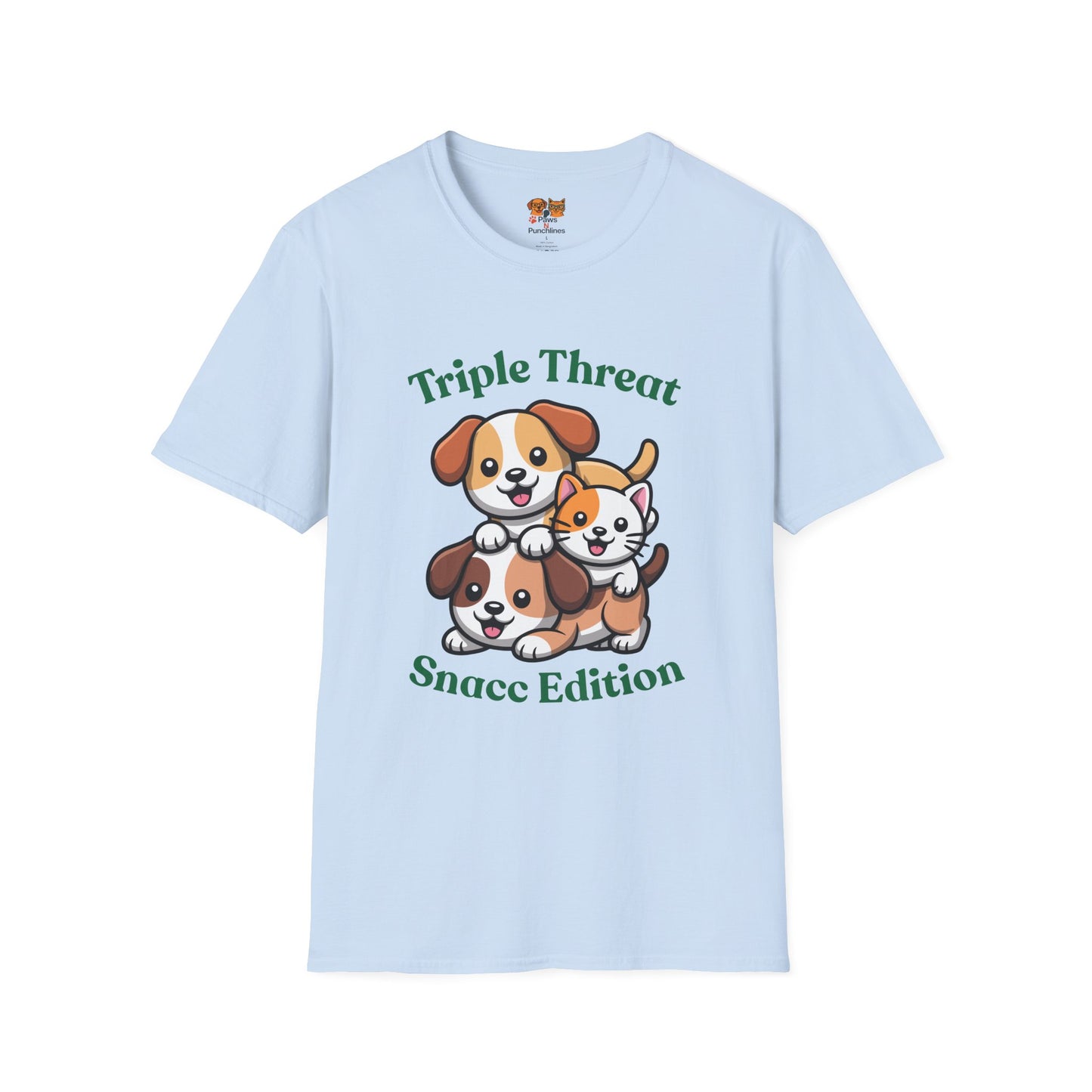 Triple Threat Snacc Edition T-Shirt — Cute Trio Puppy Graphic Tee
