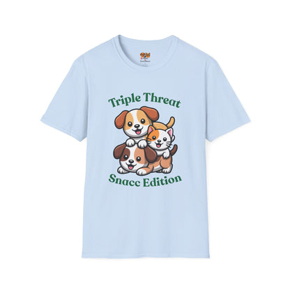 Triple Threat Snacc Edition T-Shirt — Cute Trio Puppy Graphic Tee