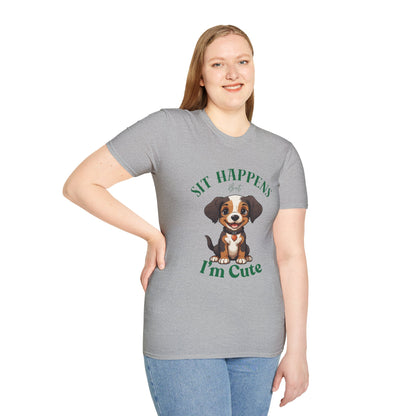 “Shit Happens I’m Cute” Puppy Graphic T-Shirt