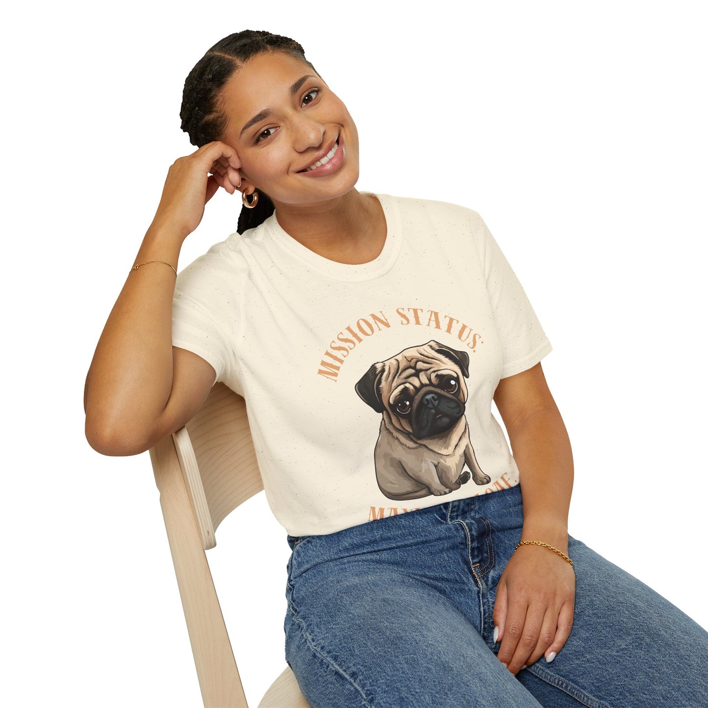 Pug Dog T‑Shirt — “Mission Status: Maximum Love” Cute Pug Graphic Tee