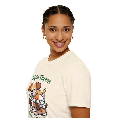 Triple Threat Snacc Edition T-Shirt – Cute Puppy & Kitten Stack Graphic Shirt