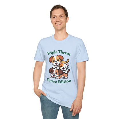 Triple Threat Snacc Edition T-Shirt — Cute Trio Puppy Graphic Tee