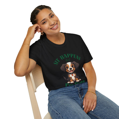 “Shit Happens I’m Cute” Puppy Graphic T-Shirt