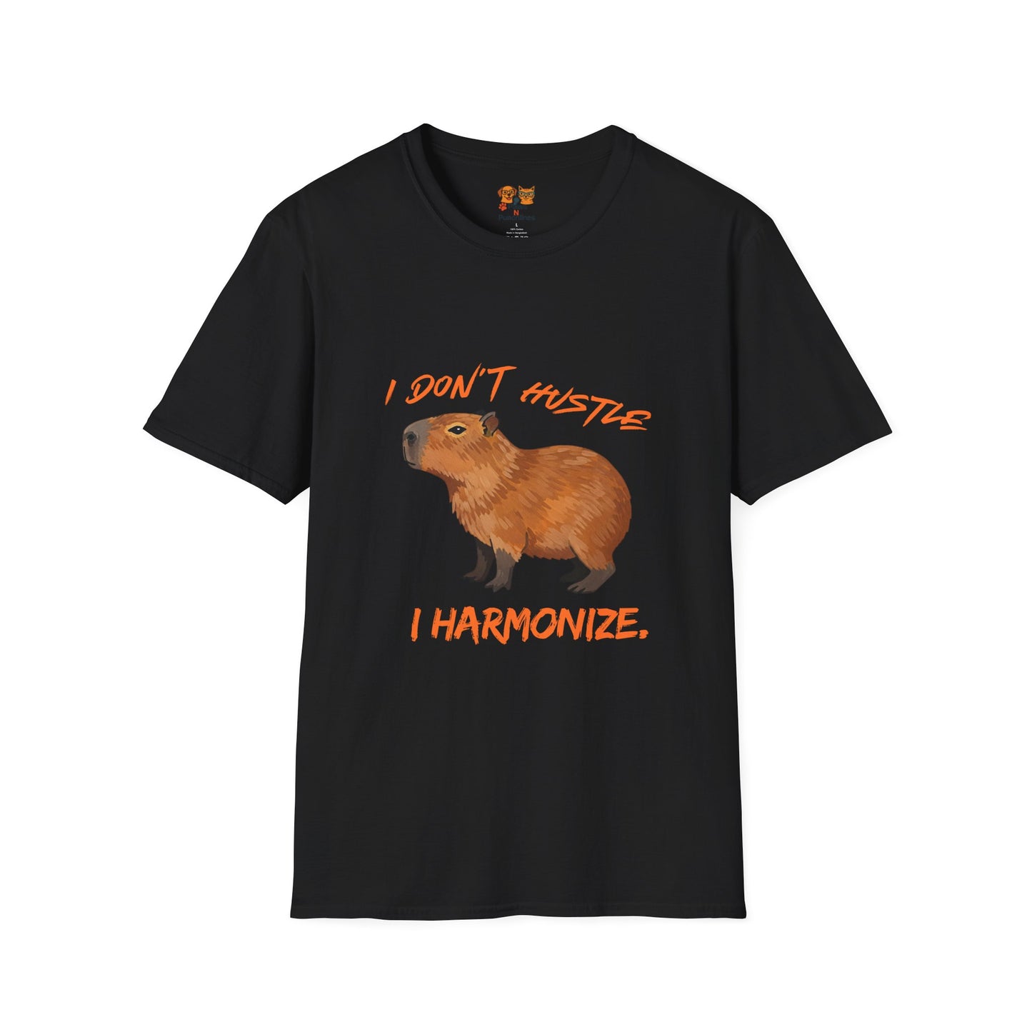 Capybara T-Shirt — "I Don't Hustle, I Harmonize" Cute Animal Graphic Tee