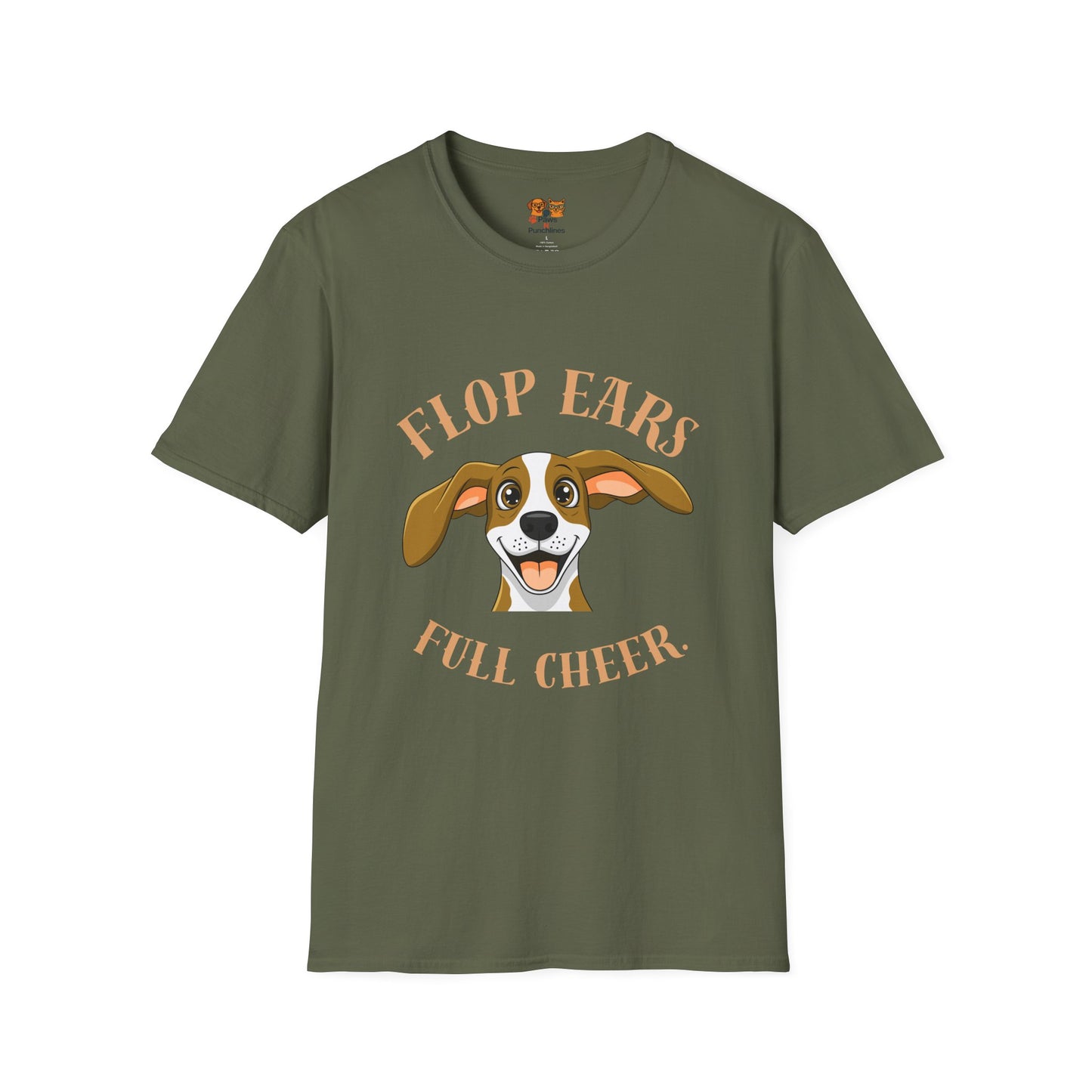 Flop Ears Full Cheer Dog T-Shirt — Cute Happy Pup Graphic Tee