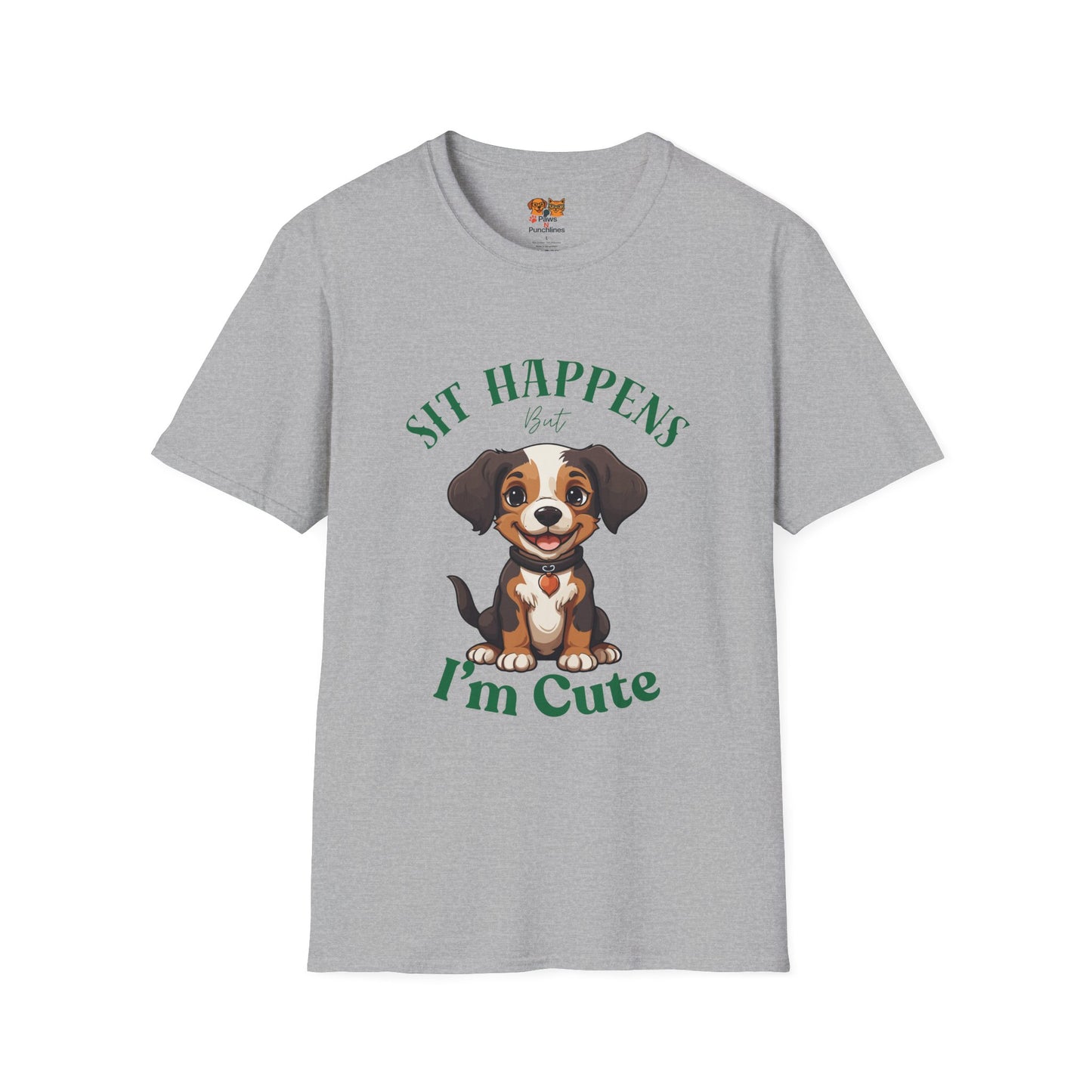 “Shit Happens I’m Cute” Puppy Graphic T-Shirt