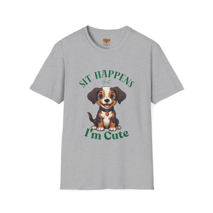 “Shit Happens I’m Cute” Puppy Graphic T-Shirt