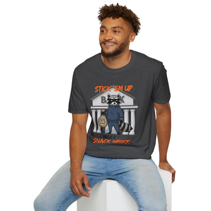 "Stick 'Em Up" Raccoon snack heist Unisex Tee