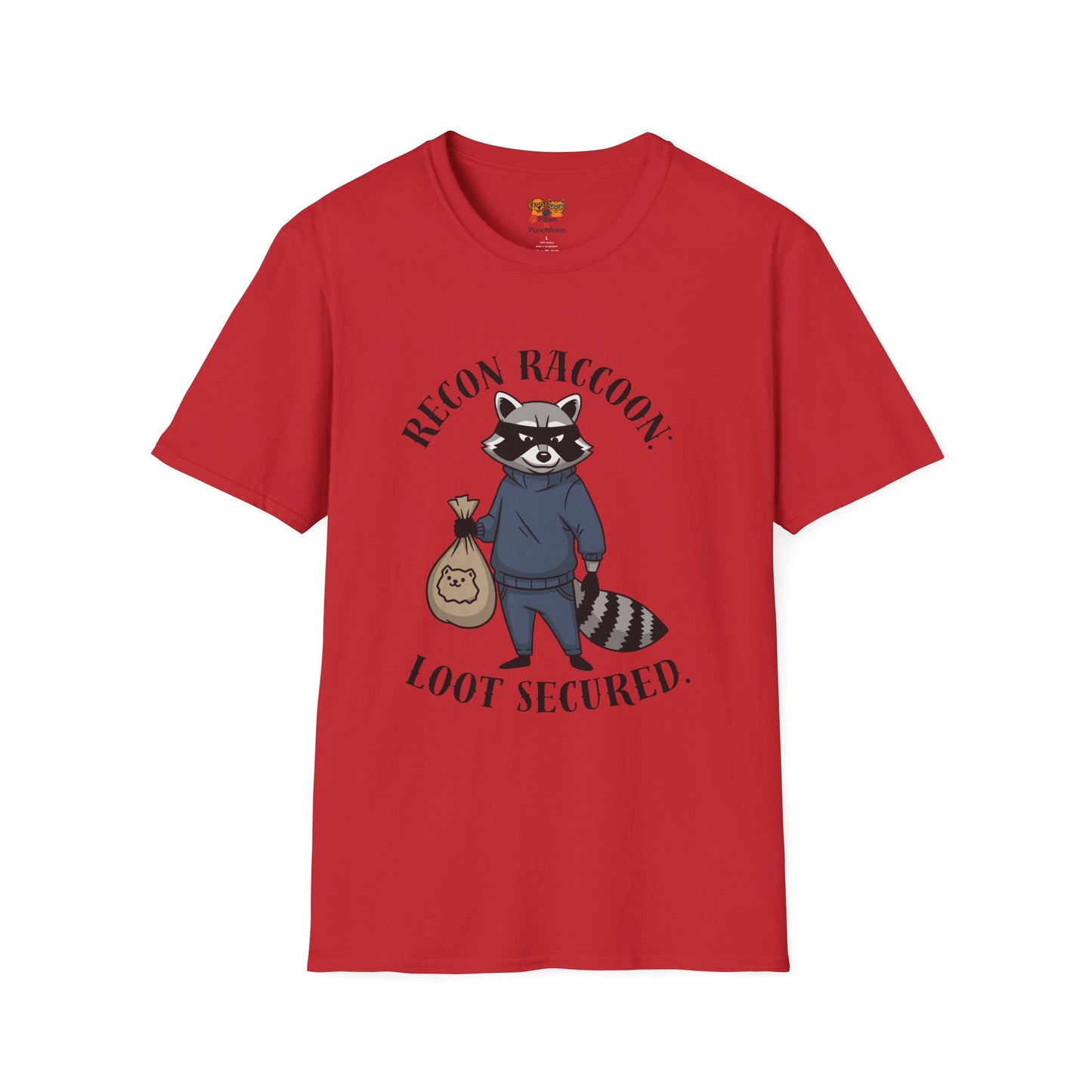 Recon Raccoon T-Shirt — "Loot Secured" Cute Thief Raccoon Graphic Tee