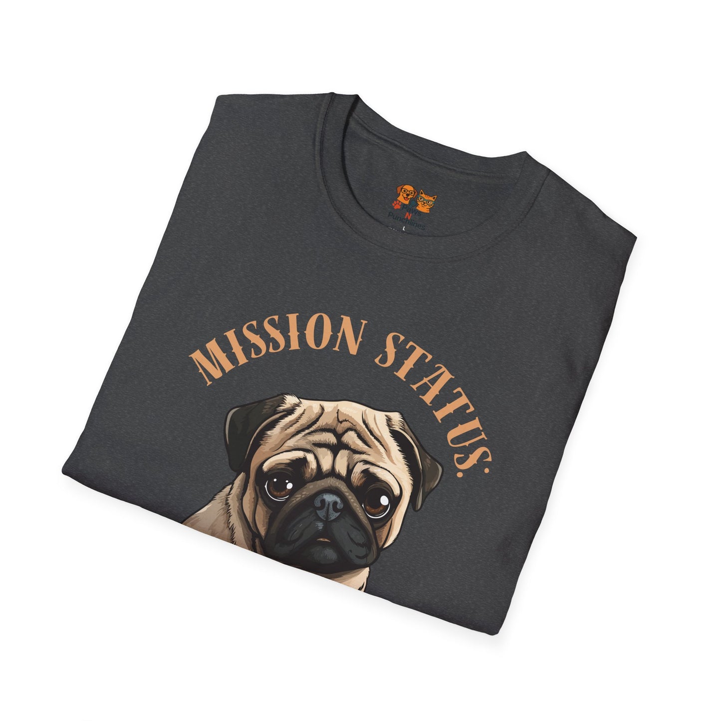 Pug Dog T‑Shirt — “Mission Status: Maximum Love” Cute Pug Graphic Tee