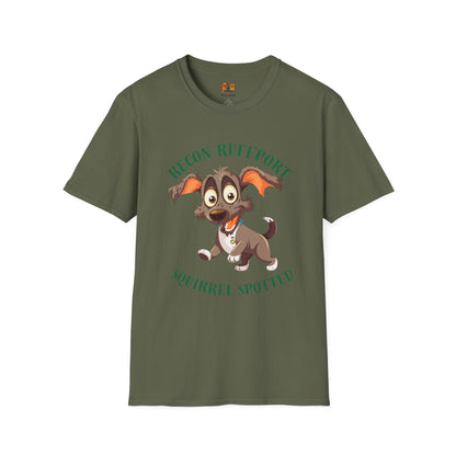 T-Shirt — "Recon Ruffport: Squirrel Spotted" Cute Cartoon Dog Tee