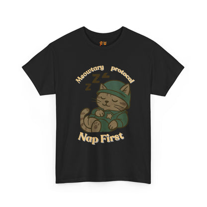 Nap First Cat T-Shirt — Cute Sleeping Kitten Graphic Tee