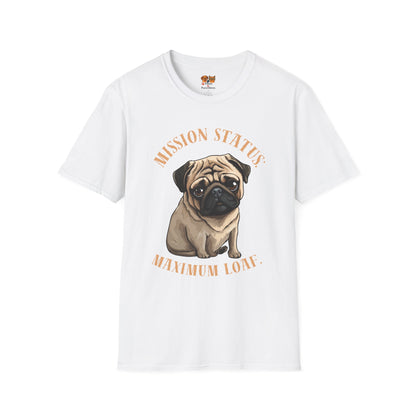 Pug Dog T‑Shirt — “Mission Status: Maximum Love” Cute Pug Graphic Tee