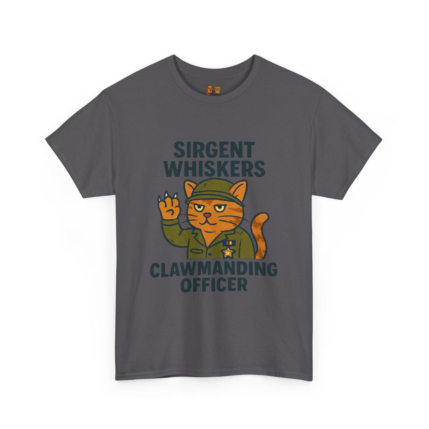 Sirgent Whiskers “Clawmanding Officer” Cat T-Shirt