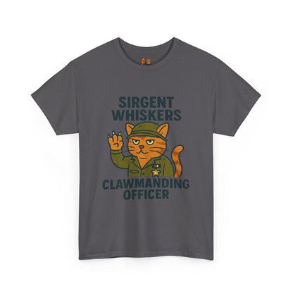 Sirgent Whiskers “Clawmanding Officer” Cat T-Shirt