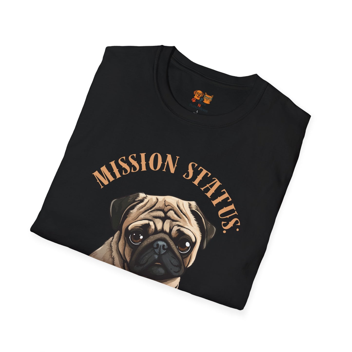 Pug Dog T‑Shirt — “Mission Status: Maximum Love” Cute Pug Graphic Tee
