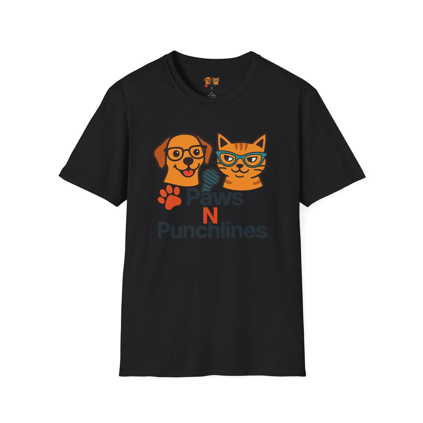 Paws N Punchlines T‑Shirt — Funny Dog & Cat Podcast Tee