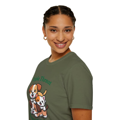 Triple Threat Snacc Edition T-Shirt – Cute Puppy & Kitten Stack Graphic Shirt