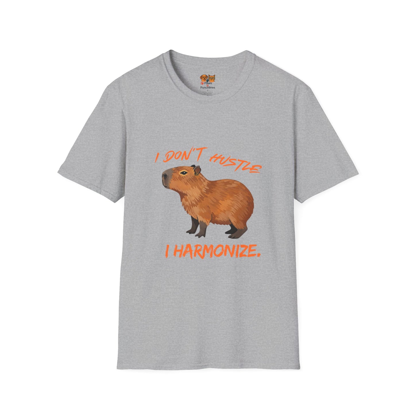 Capybara T-Shirt — "I Don't Hustle, I Harmonize" Cute Animal Graphic Tee