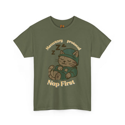 Nap First Cat T-Shirt — Cute Sleeping Kitten Graphic Tee