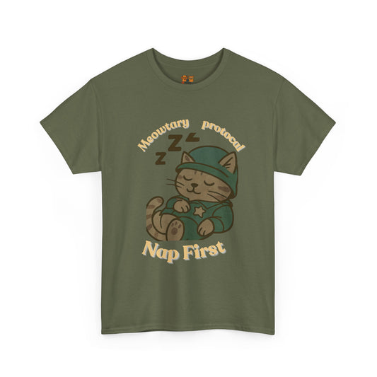 Nap First Cat T-Shirt — Cute Sleeping Kitten Graphic Tee