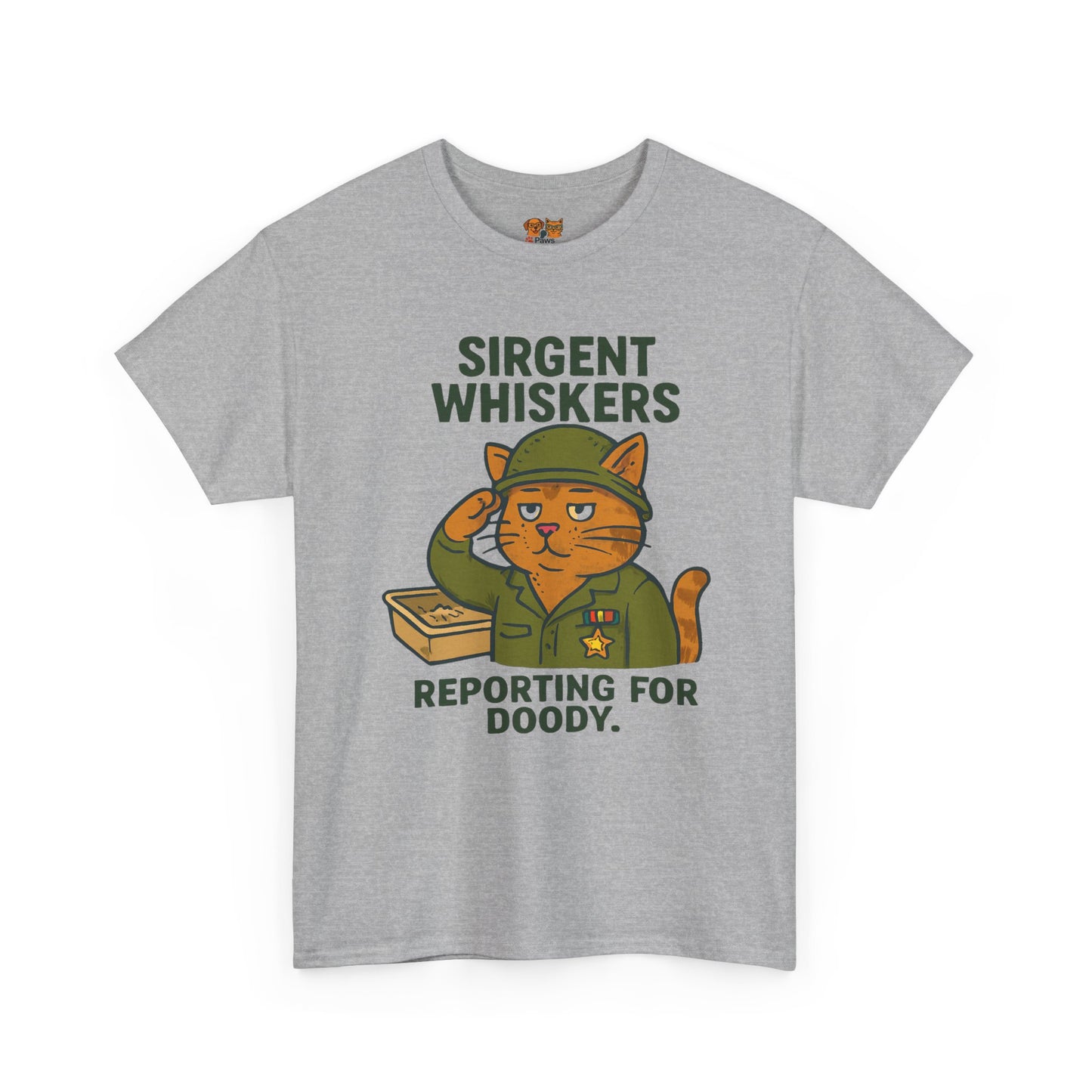 Sirgent Whiskers 'Reporting for Doody' Cat Tee