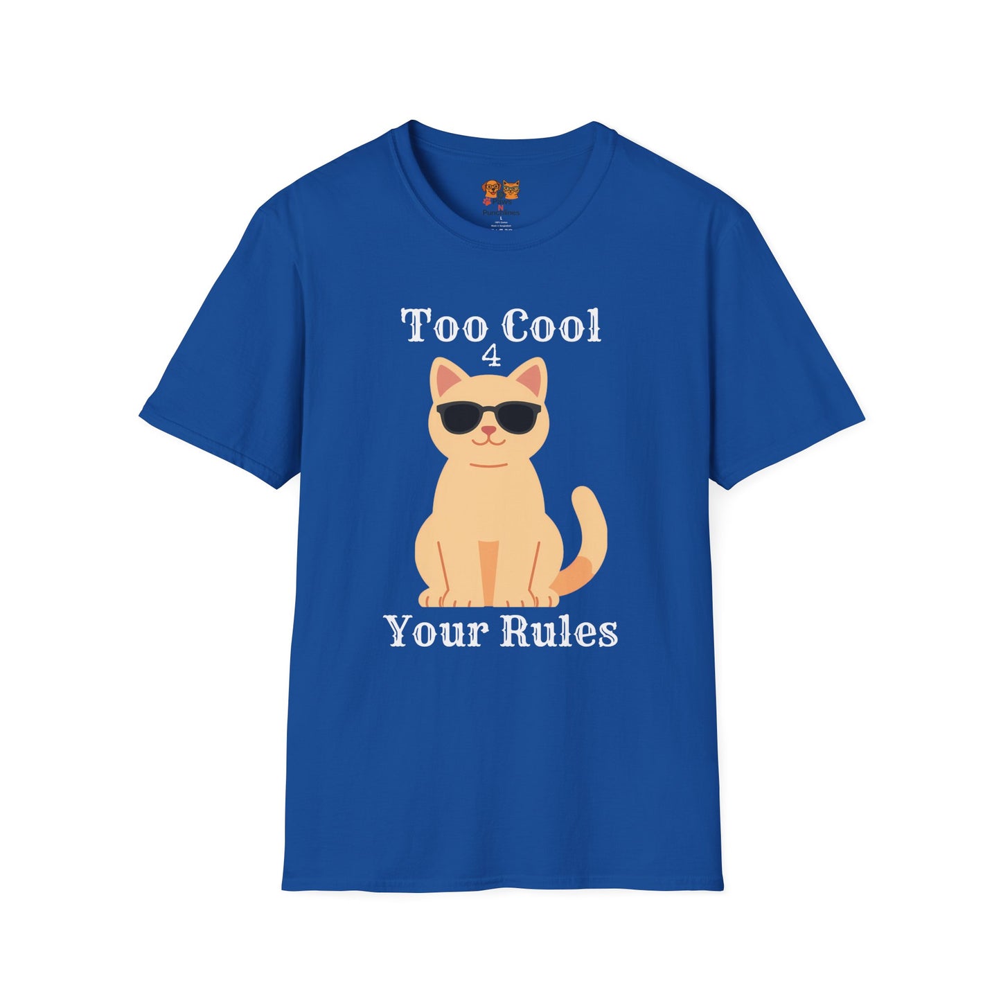 "Too Cool 4 Your Rules" Funny Cat Graphic Tee