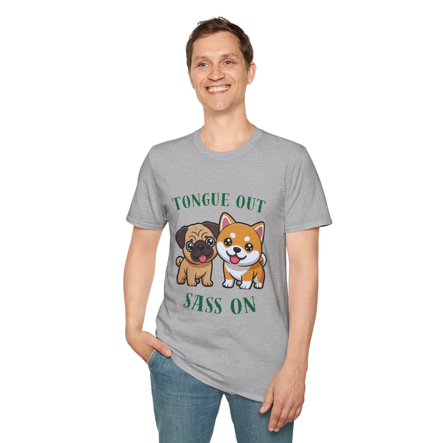 Tongue Out Sass On T-Shirt — Cute Pug & Shiba Inu Graphic Tee