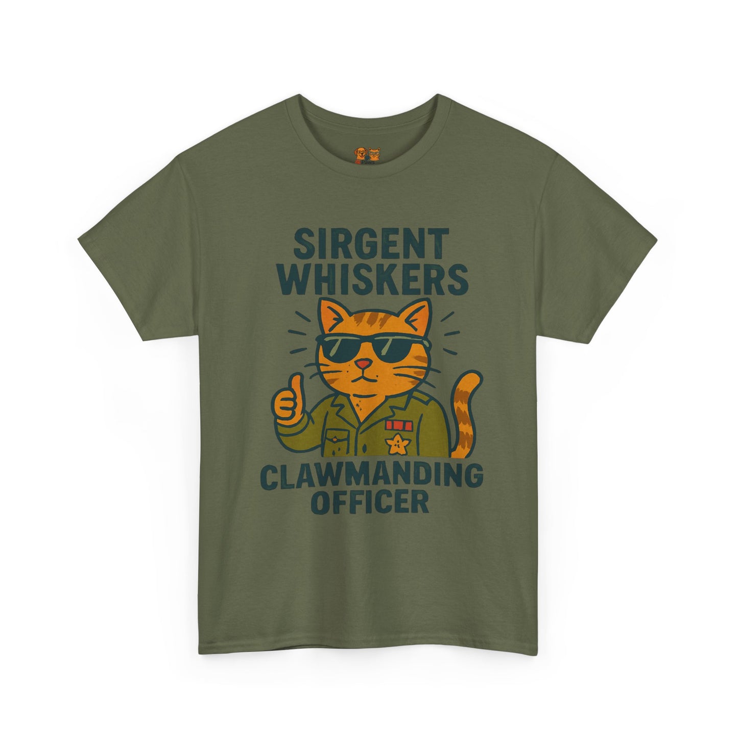 Sirgent Whiskers "Clawmanding Officer" Cat Tee