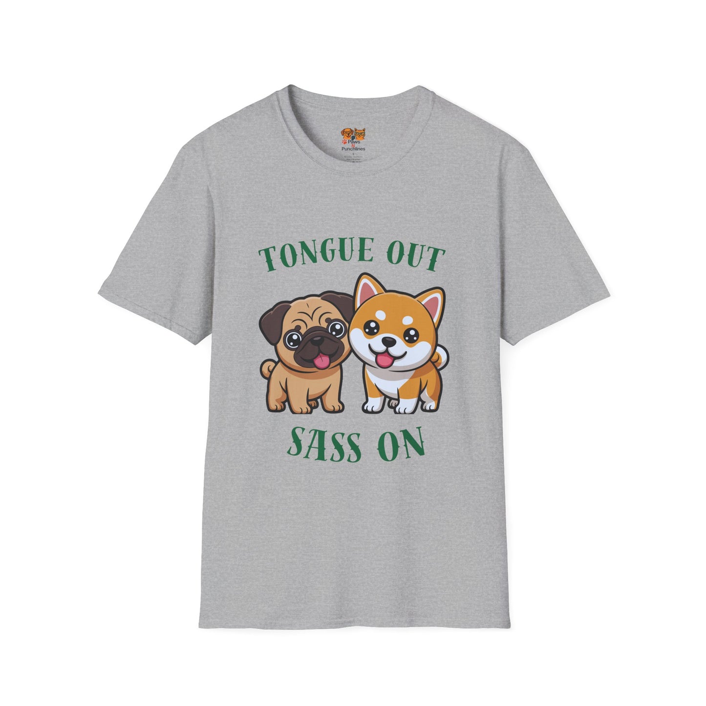 Tongue Out Sass On T-Shirt — Cute Pug & Shiba Inu Graphic Tee