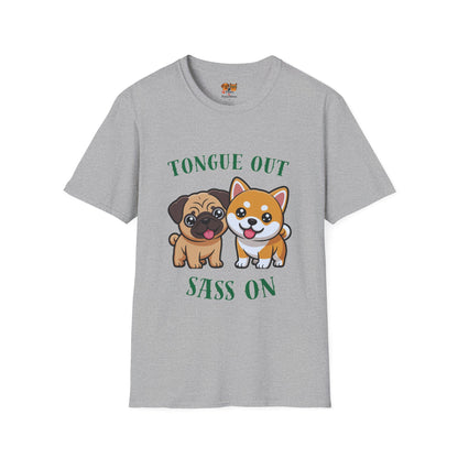 Tongue Out Sass On T-Shirt — Cute Pug & Shiba Inu Graphic Tee