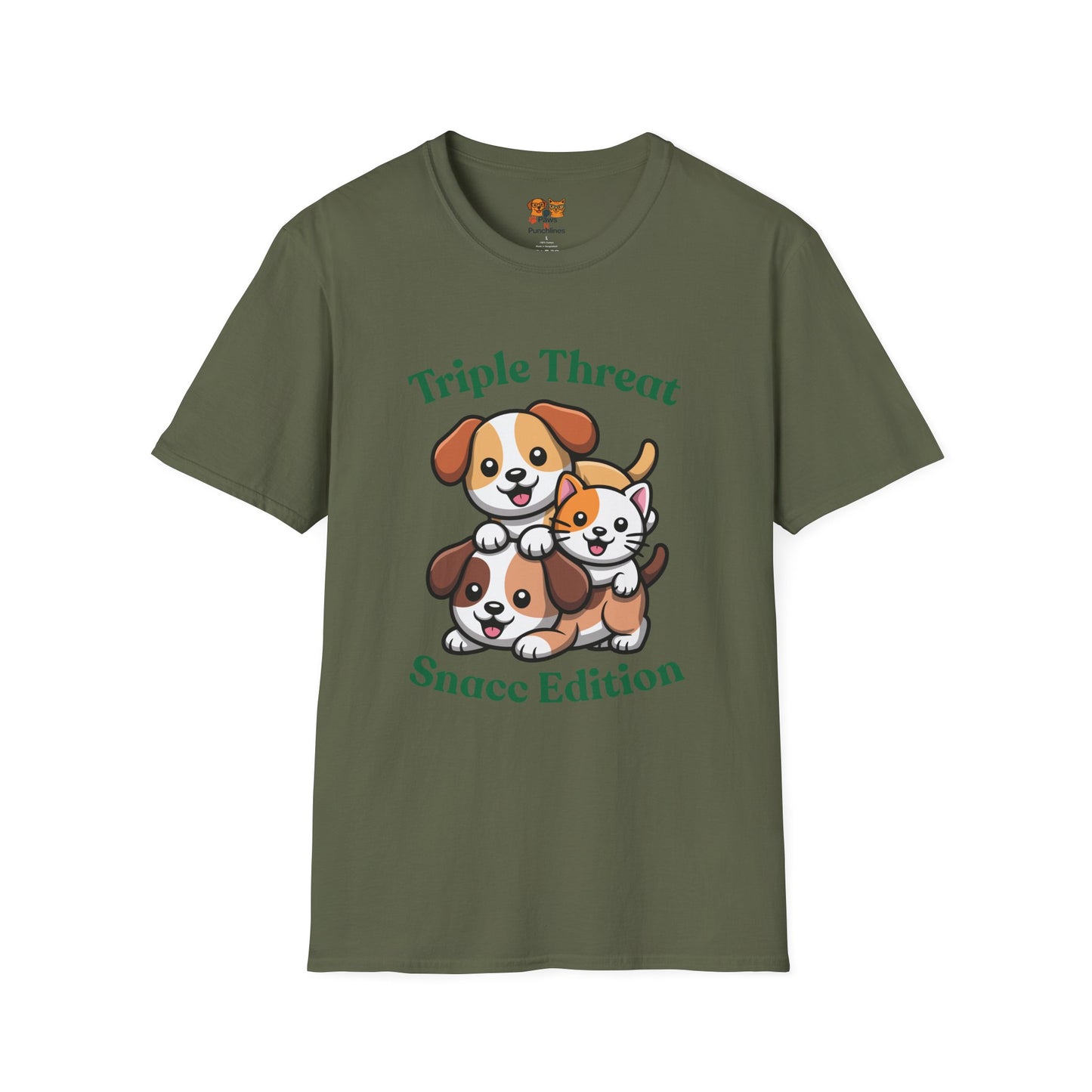 Triple Threat Snacc Edition T-Shirt — Cute Trio Puppy Graphic Tee