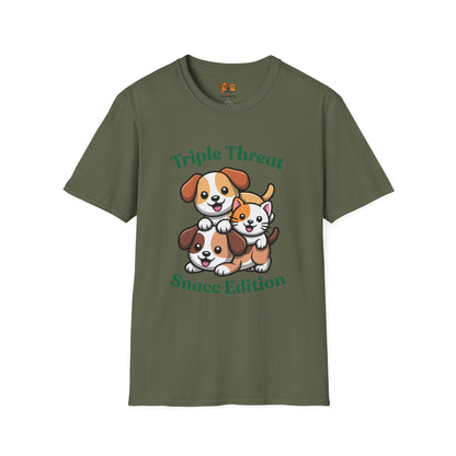 Triple Threat Snacc Edition T-Shirt — Cute Trio Puppy Graphic Tee