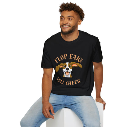 Flop Ears Full Cheer Dog T-Shirt — Cute Happy Pup Graphic Tee